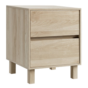 Modern WoodenEnd Table with 2 Storage Drawers-Natural