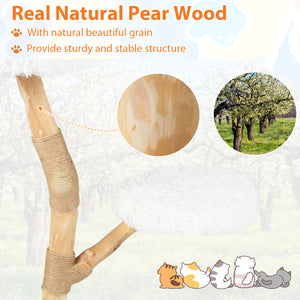 Modern Wooden Cat Tree Tower with Perch and Natural Jute Scratching Posts-White