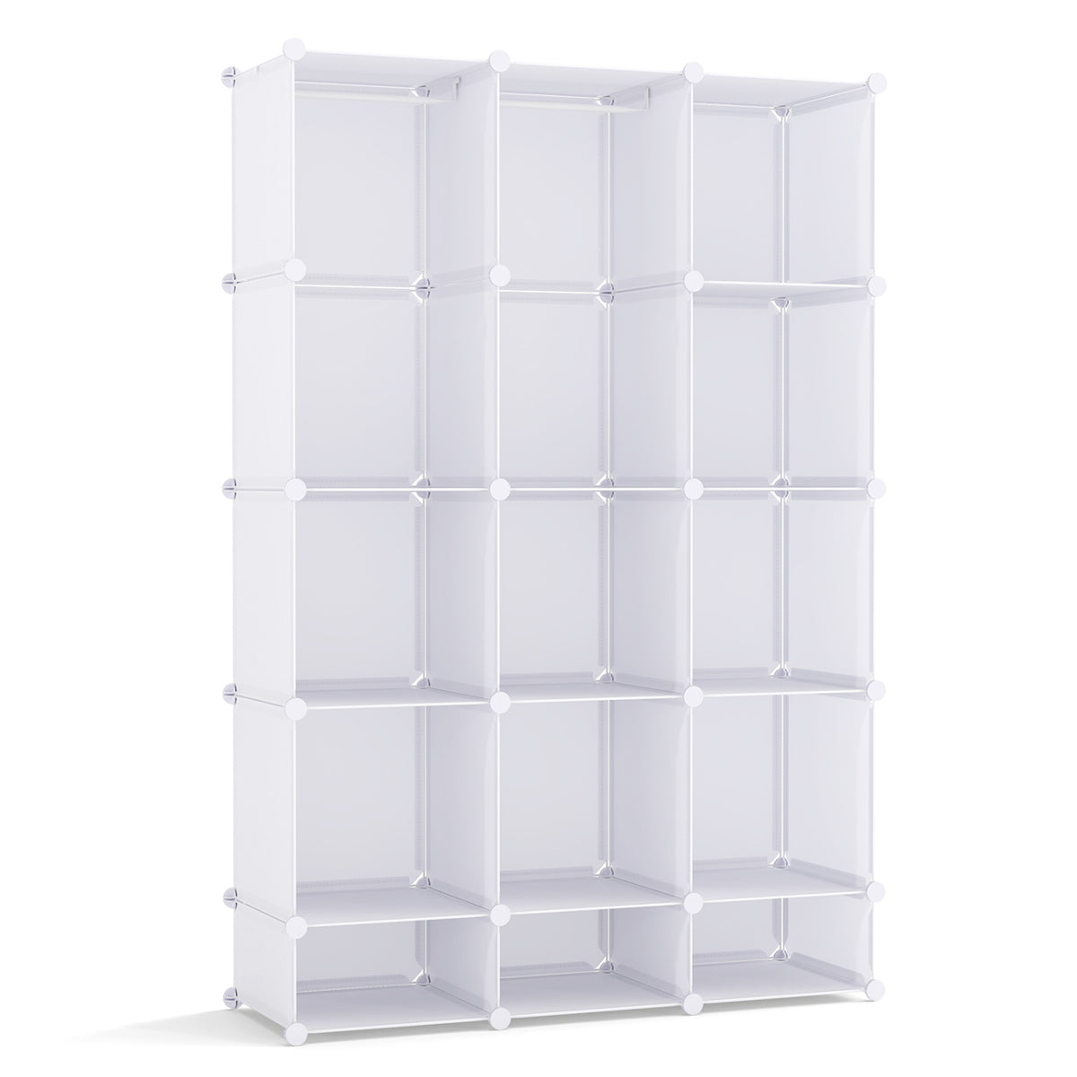 Modular Baby Wardrobe with 13 Cubes and Hanging Rod and Shelves Stackable-White