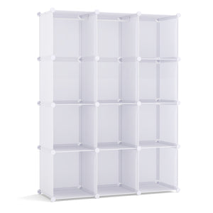 Modular Baby Wardrobe with 10 Cubes & Hanging Rod and Shelves Stackable-White