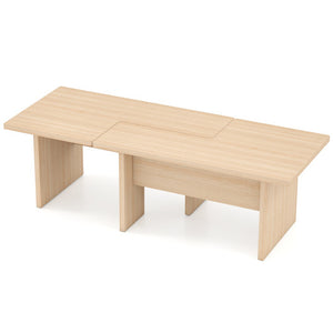 Modular Coffee Table Set of 2 L Shaped Center Tables for Small Space-Oak