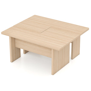 Modular Coffee Table Set of 2 L Shaped Center Tables for Small Space-Oak
