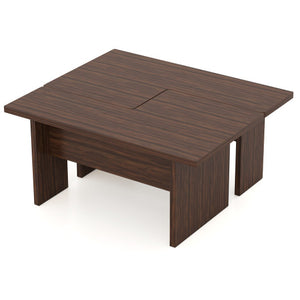 Modular Coffee Table Set of 2 L Shaped Center Tables for Small Space-Walnut