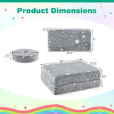 Modular Kids Play Couch Set Glow in the Dark with Portable Handles-Gray