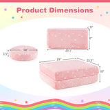Modular Kids Play Couch Set Glow in the Dark with Portable Handles-Pink