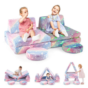 Modular Kids Play Couch Set Glow in the Dark with Portable Handles-Color