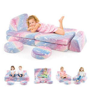 Modular Kids Play Couch Set Glow in the Dark with Portable Handles-Color