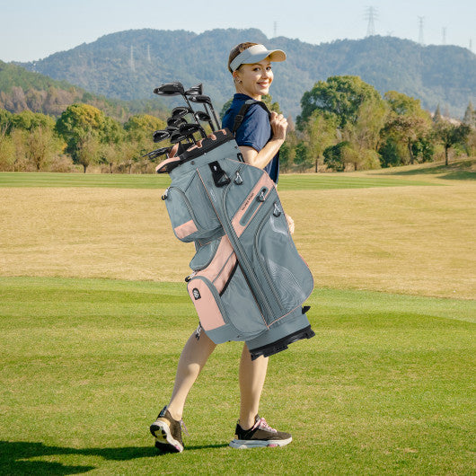 Molded Lock Top Golf Cart Bag with 14-Way Full Length Dividers and 11 Pockets-Orange
