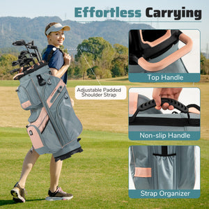 Golf Cart Bag Lightweight Portable Golf Club Organizer Bag-Gray