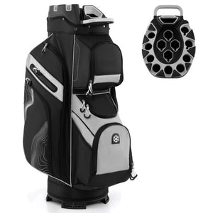 Molded Lock Top Golf Cart Bag with 14-Way Full Length Dividers and 11 Pockets-Gray