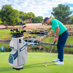 Molded Lock Top Golf Cart Bag with 14-Way Full Length Dividers and 11 Pockets-Navy