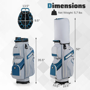 Molded Lock Top Golf Cart Bag with 14-Way Full Length Dividers and 11 Pockets-Navy