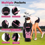 Molded Lock Top Golf Cart Bag with 14-Way Full Length Dividers and 11 Pockets-Pink