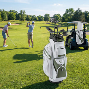 Molded Lock Top Golf Cart Bag with 14-Way Full Length Dividers and 11 Pockets-Green