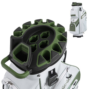 Molded Lock Top Golf Cart Bag with 14-Way Full Length Dividers and 11 Pockets-Green