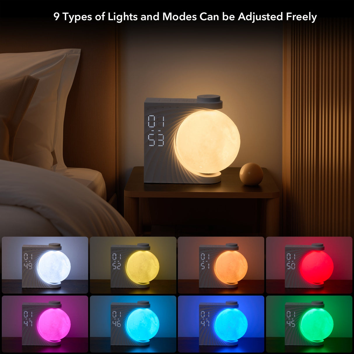 Moon Desktop Clock Night Light
