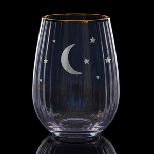 Moon and Stars Beveled Stemless Wine Glass | 19 Oz.