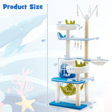 Multi-level Cat Tower with Sisal Covered Scratching Posts-Blue