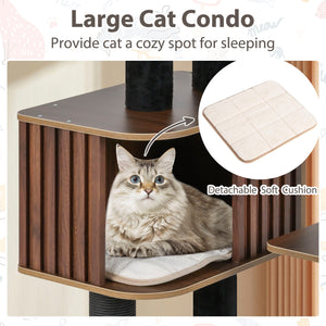 Multi-level Cat Tree for Indoor Cat 59.5 inch Tall Cat Tower with Cushion Top Perch-Brown
