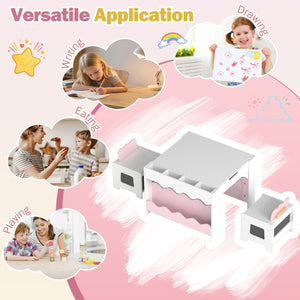 Multi-purpose Activity Kids Table and Chairs Set with Double-sided Tabletop-Pink