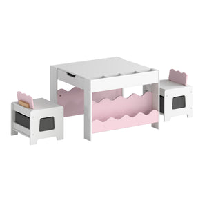 Multi-purpose Activity Kids Table and Chairs Set with Double-sided Tabletop-Pink