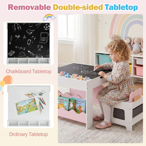 Multi-purpose Activity Kids Table and Chairs Set with Double-sided Tabletop-Pink