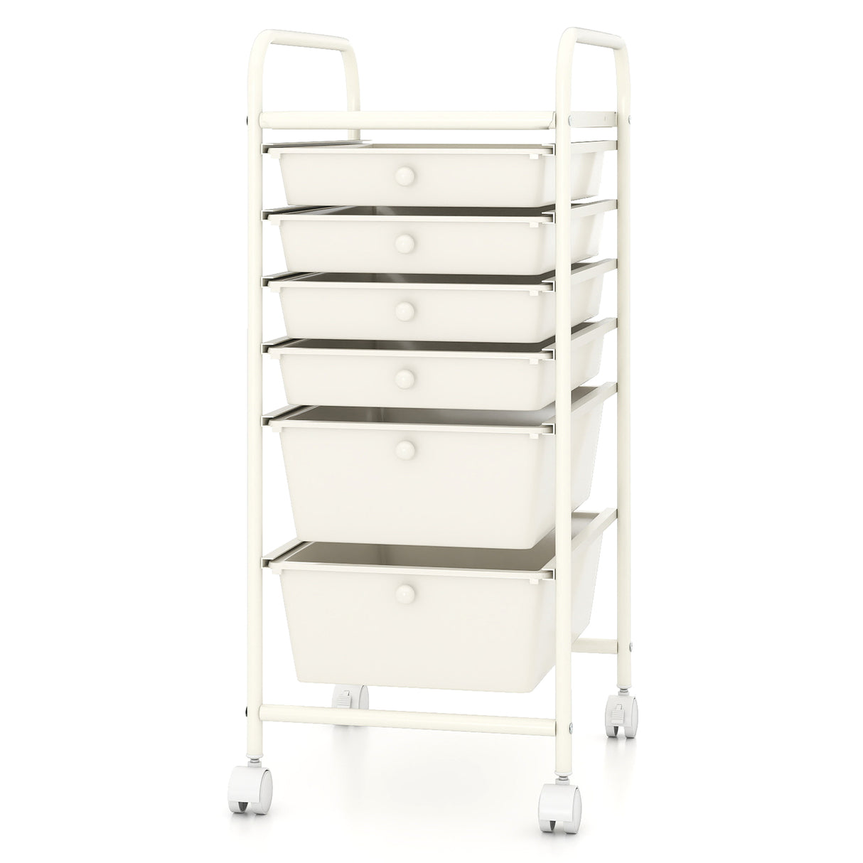 Multifunctional 6 Drawers Rolling Storage Cart Organizer-White