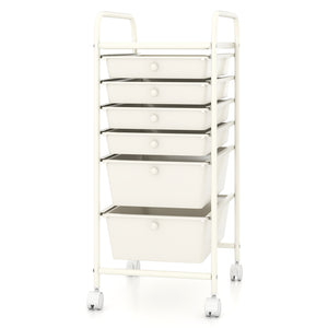 Multifunctional 6 Drawers Rolling Storage Cart Organizer-White