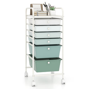 Multifunctional 6 Drawers Rolling Storage Cart Organizer-Green Gradient