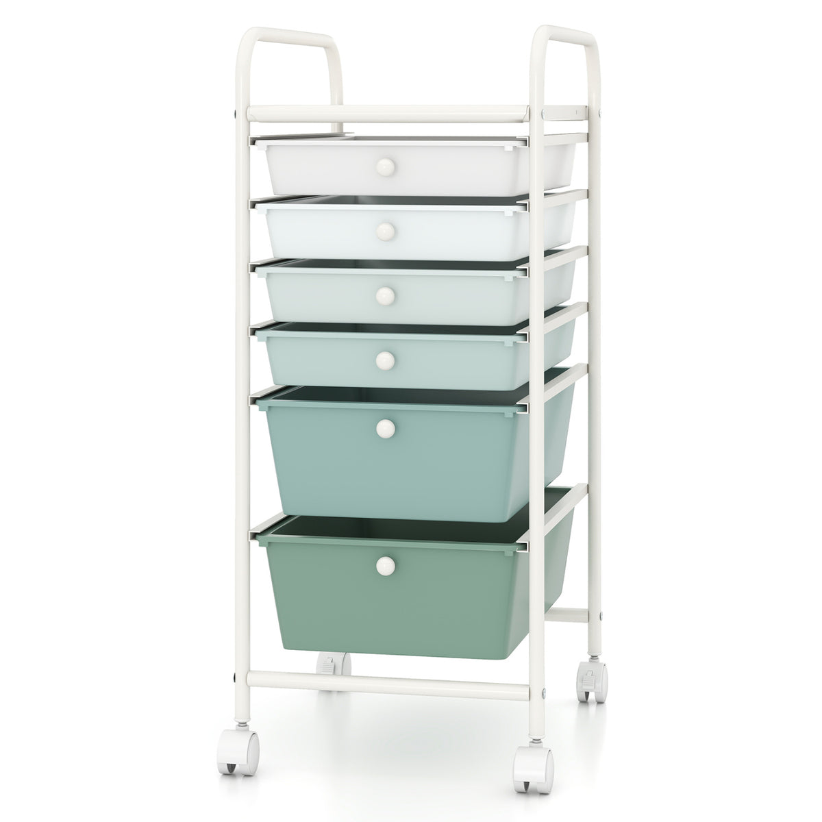 Multifunctional 6 Drawers Rolling Storage Cart Organizer-Green Gradient