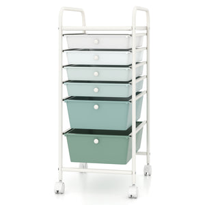 Multifunctional 6 Drawers Rolling Storage Cart Organizer-Green Gradient