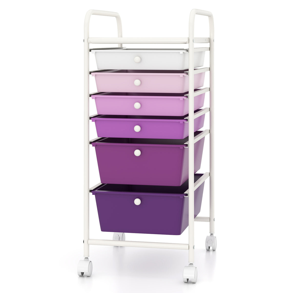 Multifunctional 6 Drawers Rolling Storage Cart Organizer-Purple Gradient