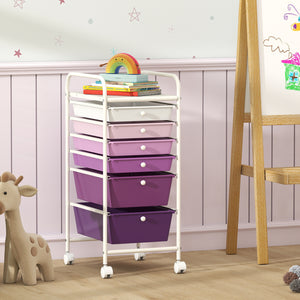 Multifunctional 6 Drawers Rolling Storage Cart Organizer-Purple Gradient