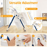 Multifunctional Folding Baby High Chair with Rolling Wheels and Adjustable Height-Navy