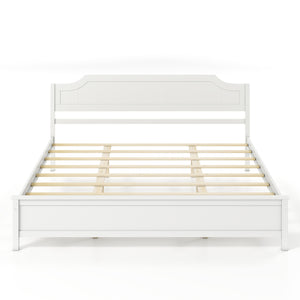 Multiple Size Solid Wood Platform Bed Frame with Headboard in White-King Size