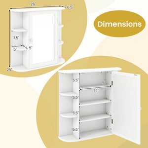 Multipurpose Mount Wall Mirror Bathroom Storage Cabinet-White