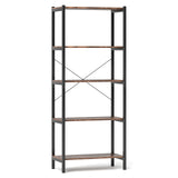 Multipurpose Open Bookcase Industrial Rack Wide Standing Storage Shelf-Brown
