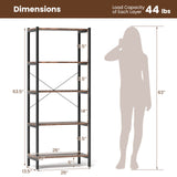 Multipurpose Open Bookcase Industrial Rack Wide Standing Storage Shelf-Brown