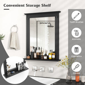 Wall-Mounted Multipurpose Vanity Mirror with Shelf-Black