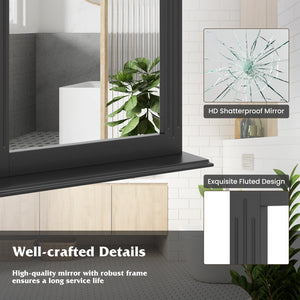 Wall-Mounted Multipurpose Vanity Mirror with Shelf-Black