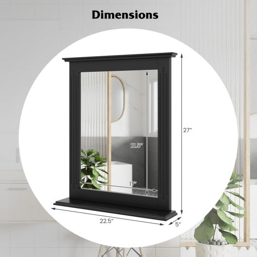 Wall-Mounted Multipurpose Vanity Mirror with Shelf-Black