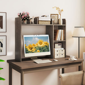 3-Tier Multipurpose Desk Bookshelf with 4 Shelves-Oak