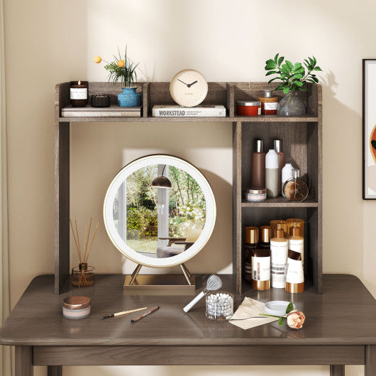 3-Tier Multipurpose Desk Bookshelf with 4 Shelves-Oak