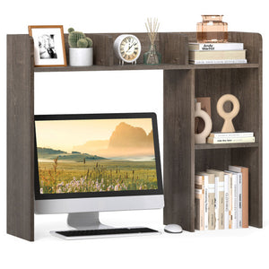 3-Tier Multipurpose Desk Bookshelf with 4 Shelves-Oak