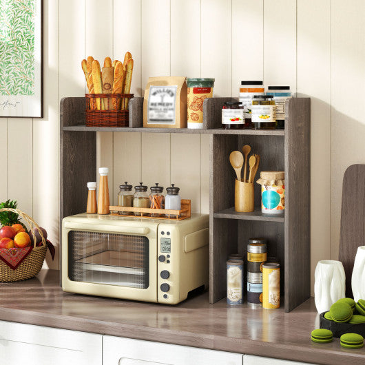 3-Tier Multipurpose Desk Bookshelf with 4 Shelves-Oak