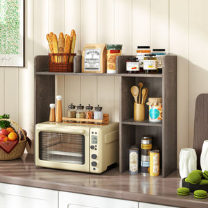 3-Tier Multipurpose Desk Bookshelf with 4 Shelves-Oak