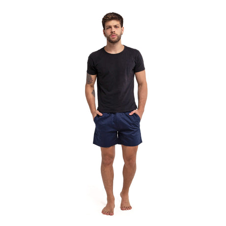 NAVY COTTON STRETCH SHORTS