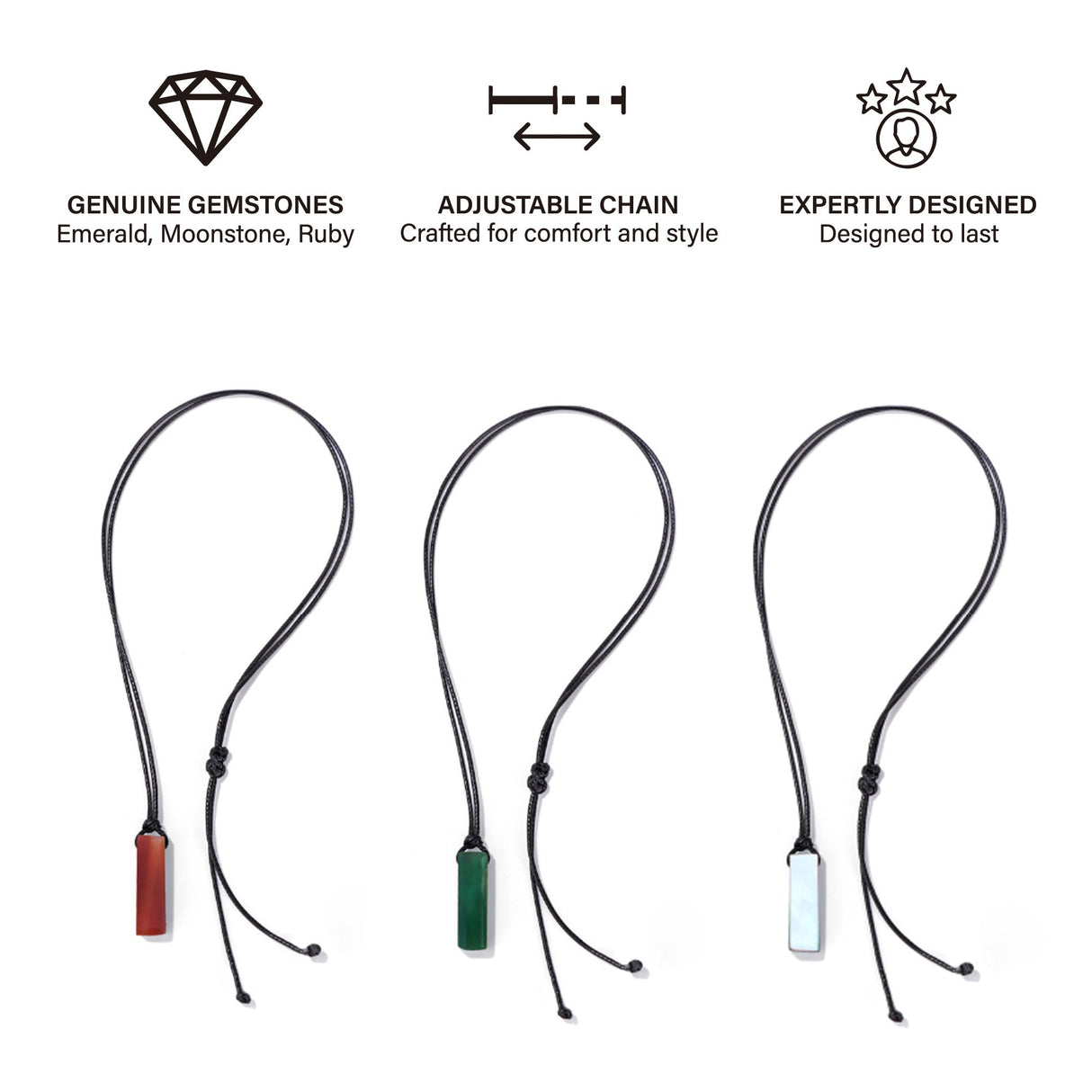 Trinity Gemstone Necklace Set – Elegance in Every Gem by Pursonic