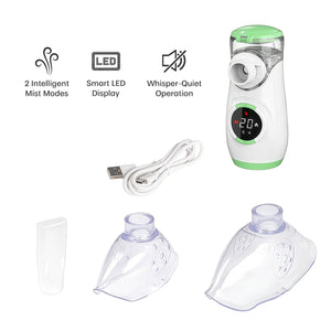 Pursonic Portable Ultrafine Mesh Nebulizer | Battery-Powered, Quiet Operation, Self-Cleaning & Dual Mist Modes by Pursonic