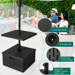 175 LBS Outdoor Fillable Umbrella Base with Table Tray-Black
